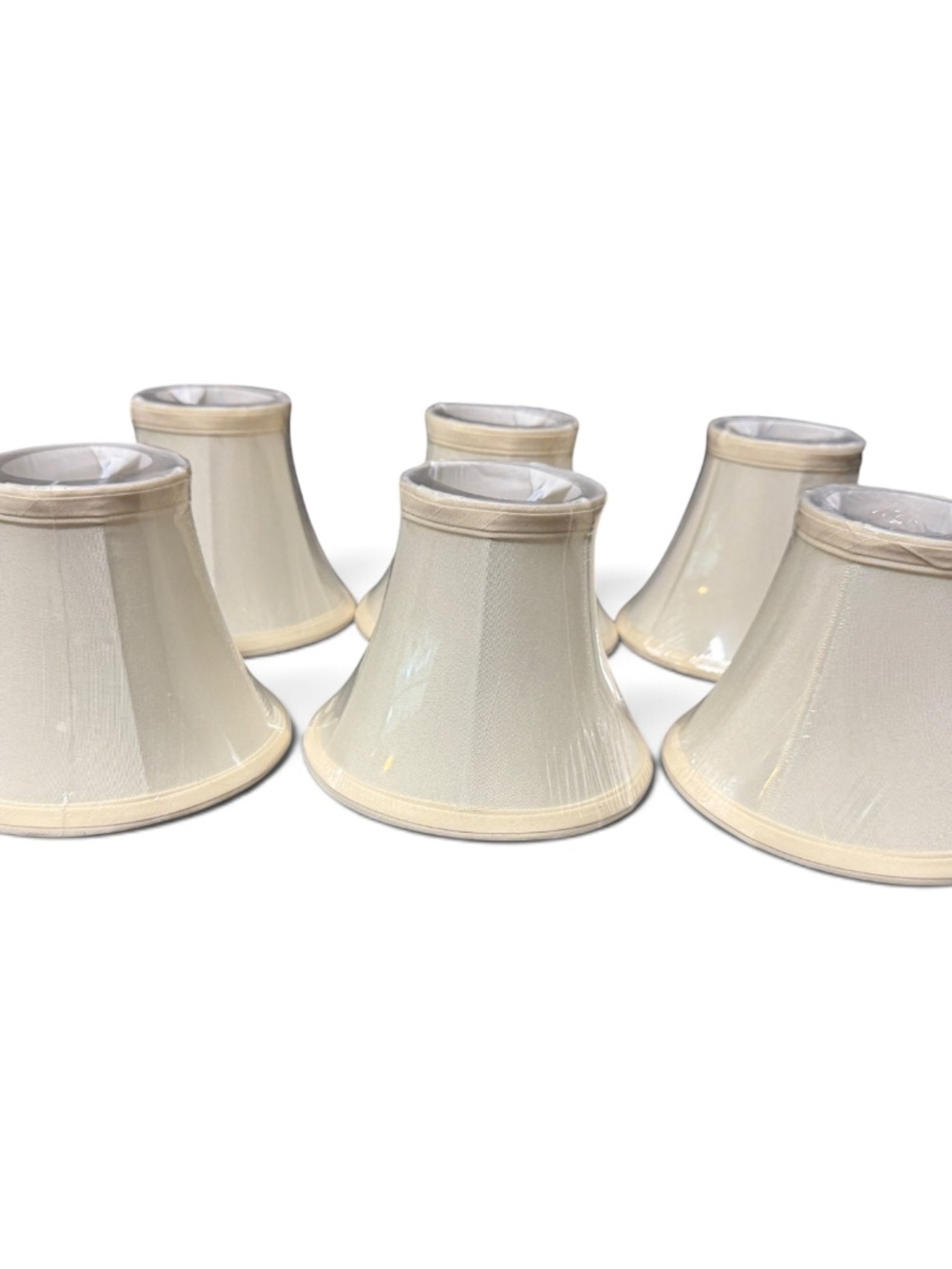 Set of 6 Ivory Clip-On Chandelier Lamp Shades 3x6x5 Bell Empire - Picture 13 of 13